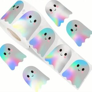Halloween Holographic Cute Ghost Stickers Roll of 500